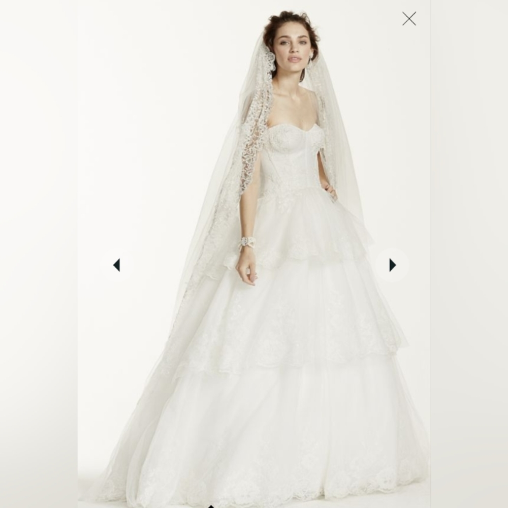 David's Bridal Limited Edition Jewel Collection Wedding Gown in Soft White Sz.12